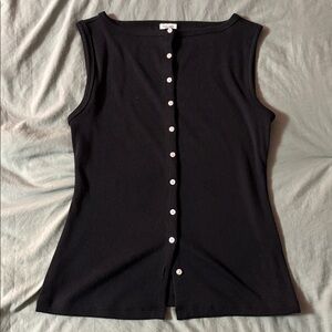 Abercrombie & Fitch Black Ribbed Button-Up Top
